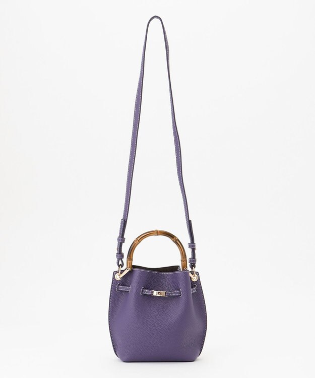 23区 バンブーハンドルミニショルダーバッグ パープル系