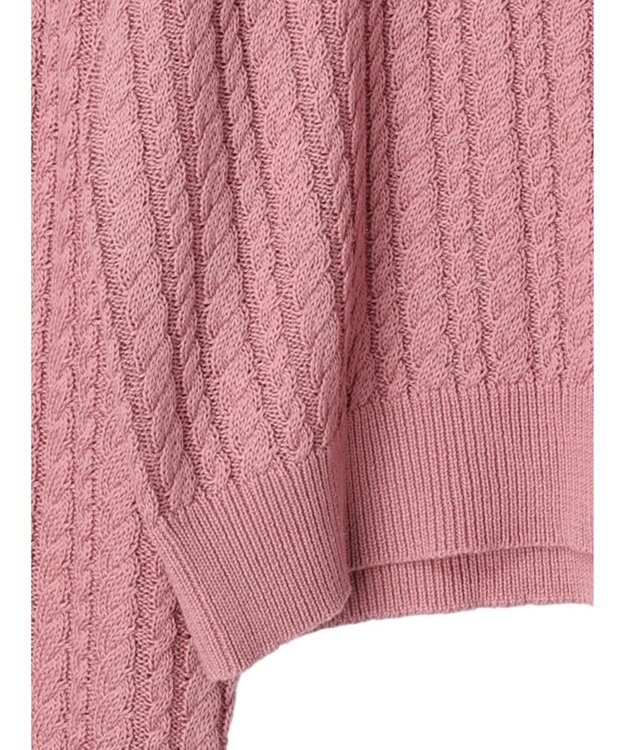 earth music&ecology 刺繍入りケーブルニットプルオーバー Pink