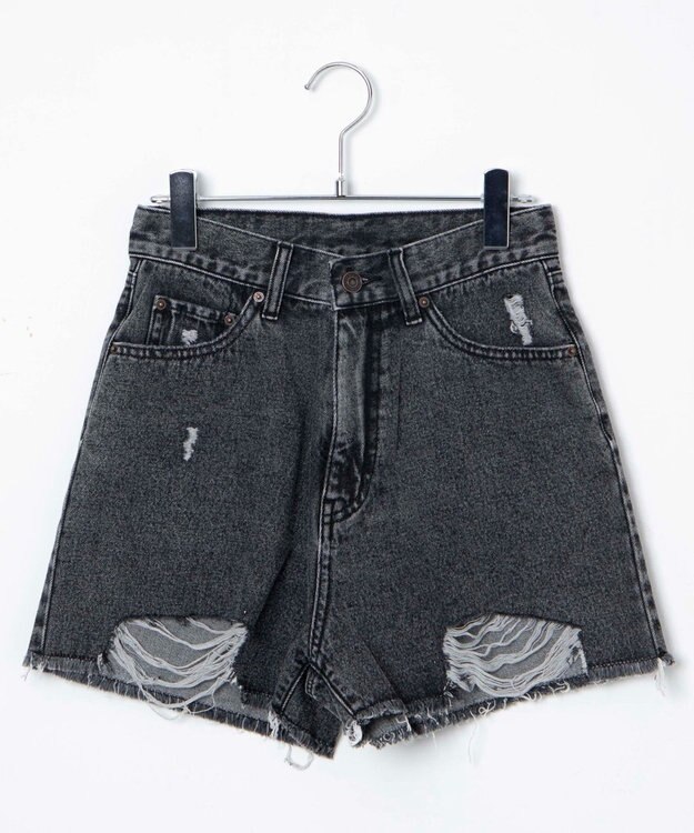 WEGO ダメージデニムショートパンツ ブラックその他