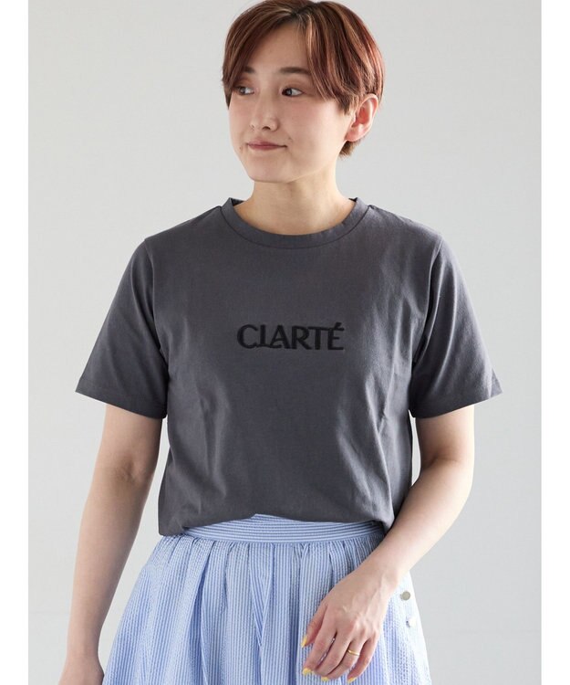 Te chichi ウレタン刺繍ロゴスタンダードTシャツ チャコールグレー