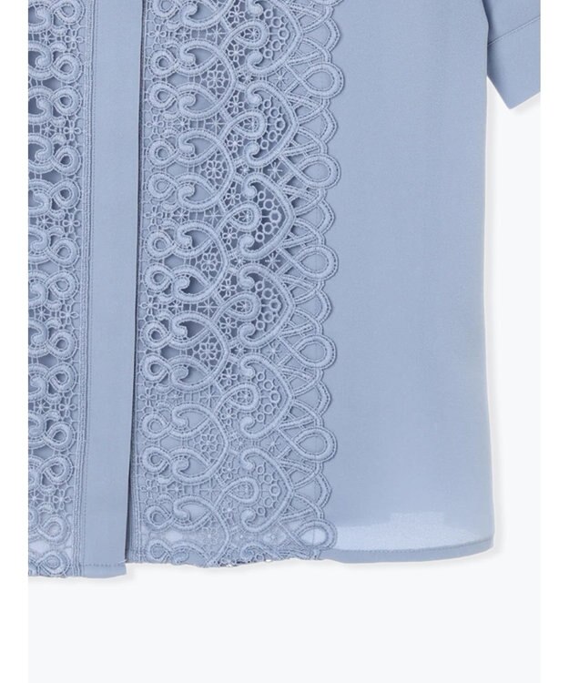 Te chichi 【WEB限定カラーあり】フロントレース5分袖ブラウス ブルー