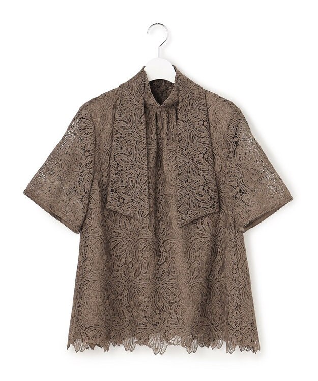 23区 S 【APPLAUDIR】Brocheリボンブーケレース ブラウス ブラウン系