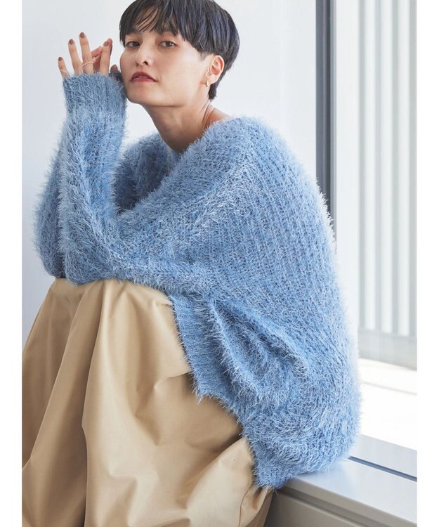 AMERICAN HOLIC シャギーゆるっとニットプルオーバー Blue