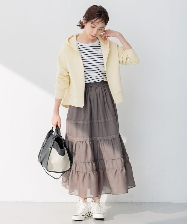 組曲 【人気商品入荷！】ダンボールジャージーバックフリル パーカー イエロー系