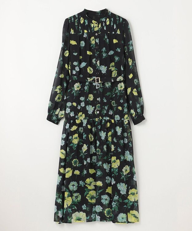 GRACE CONTINENTAL グラデフラワープリントワンピース ブラック