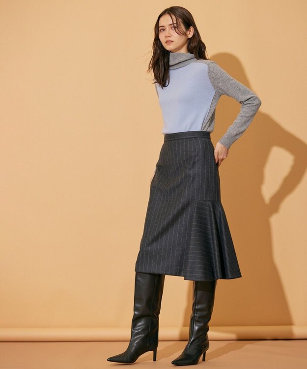 BEIGE， MARCEAU / ストライプスカート C.Gray × White Line