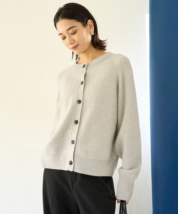 UNFILO 【洗える】ふわふわニット 2WAYクルーカーディガン グレージュ