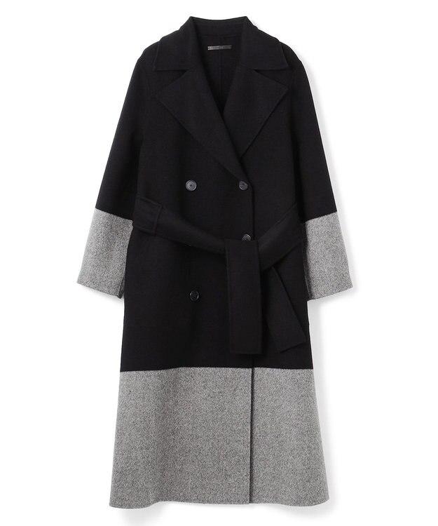 JOSEPH ダブルフェイスカラーブロック　ダブルブレステッドコート Black/grey