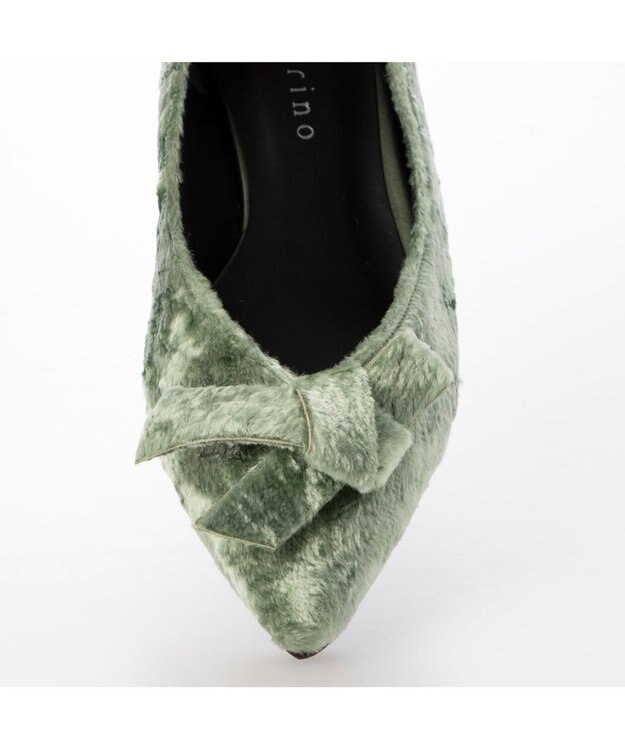 MODE ET JACOMO <carino>ベルベットリボンパンプス グリーン