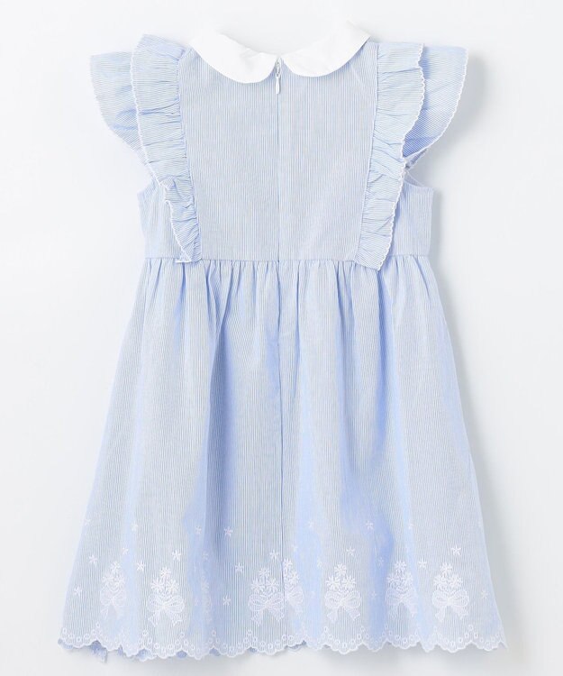 ANY KIDS コードレーン 裾刺繍 ワンピース サックスブルー