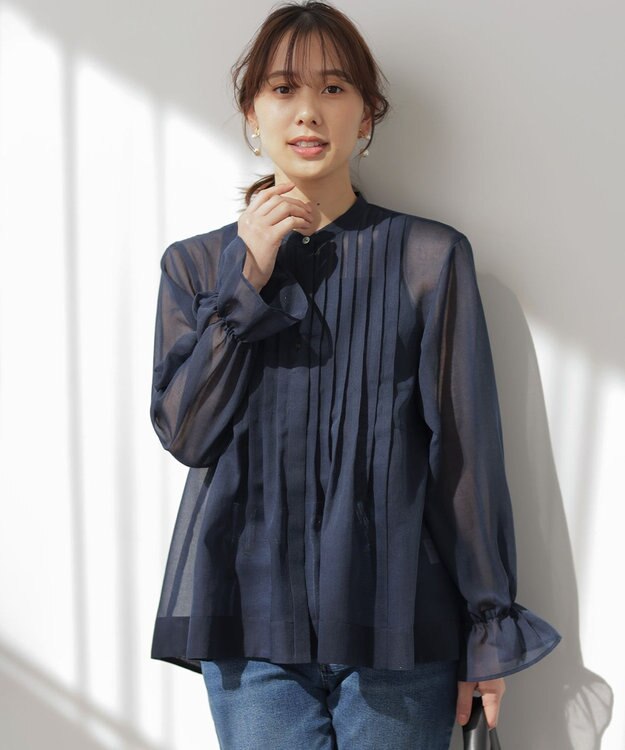 組曲 L 【先行予約】エアリーボイルシアー ブラウス ネイビー系