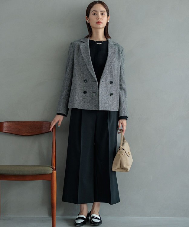 組曲 【WEB限定】ELENAフレアスリーブ リブニット ブラック系