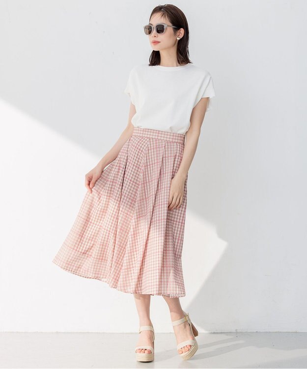 組曲 【洗える】シアーチェック スカート イエロー系3