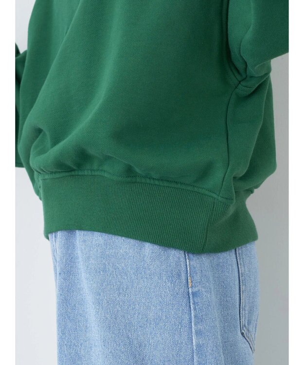 earth music&ecology ハーフＺＩＰサークルロゴ刺繍裏毛プルオーバー Green