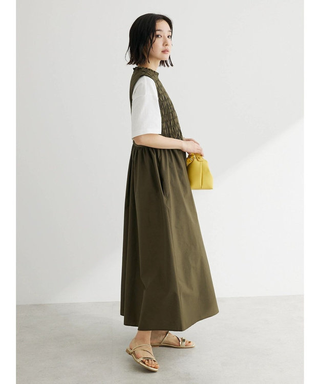 Green Parks ・Ｄｏｕｂｌｅ　Ｆｌａｇｓ　シャーリングノースリワンピ Khaki