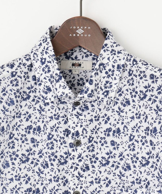 JOSEPH ABBOUD 【キングサイズ・サスティナブル】コットンリヨセルリネンフラワープリント シャツ ネイビー系5