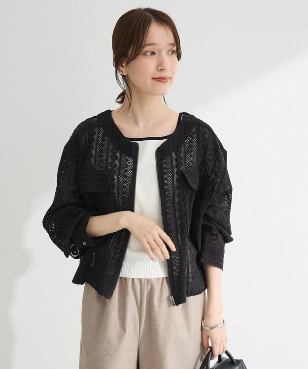 Green Parks Ｉ　レースシャツブルゾン Black