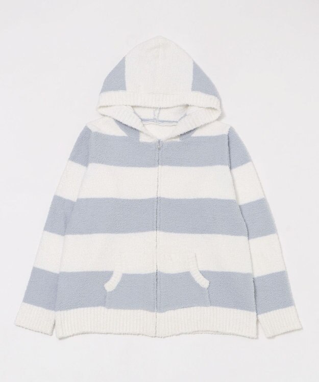 WEGO ボーダーZIPパーカー ブルー