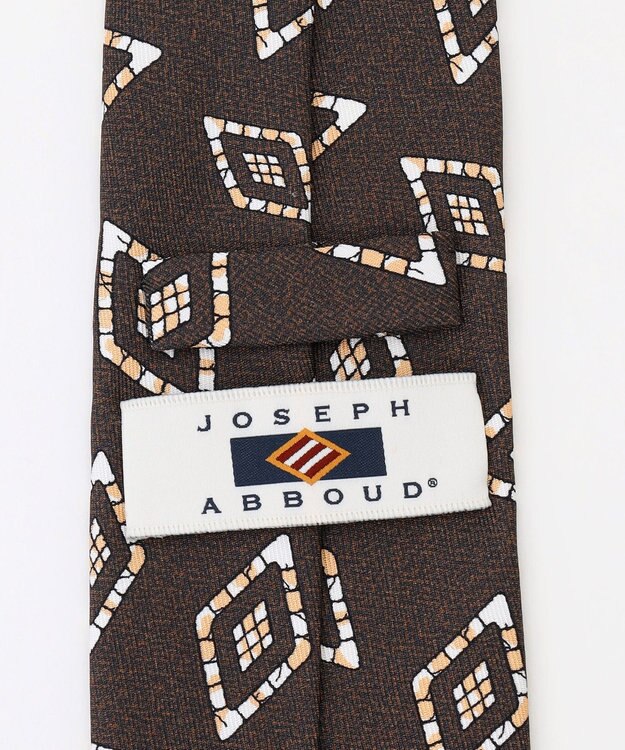 JOSEPH ABBOUD 【イタリア素材・日本縫製】ランダムスクエアプリント ネクタイ ダークブラウン系6