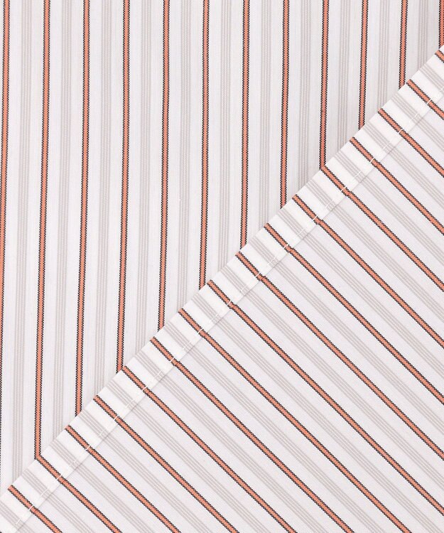 J.PRESS LADIES BEZコットンナイロン ストライプ フリル襟 ブラウス ホワイト×グレー系