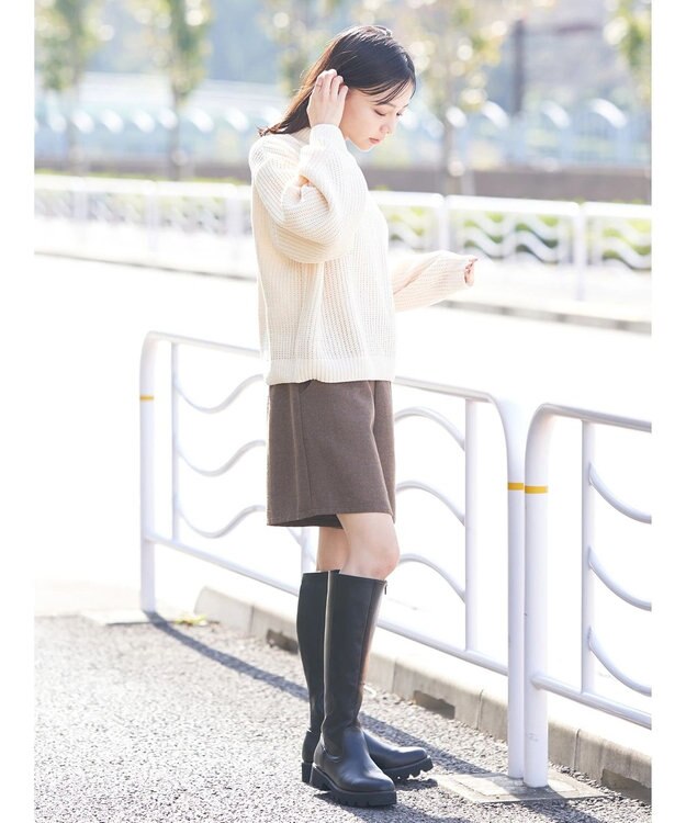 earth music&ecology マットベロアモールプルオーバー Ivory