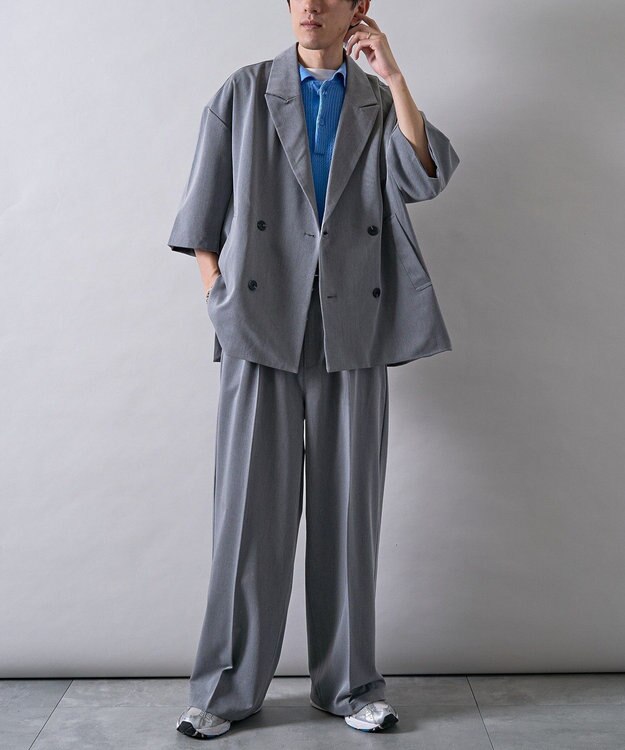 CRAFT STANDARD BOUTIQUE 半袖ダブルテーラードセットアップ Charcoal Gray