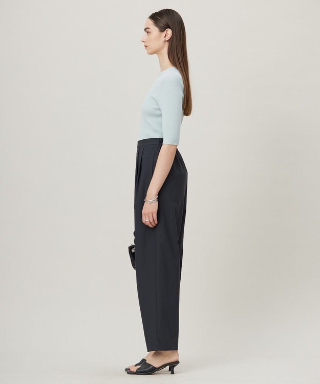 ICB L 【洗える】ハイゲージリブベーシック プルオーバーニット アッシュブルー系