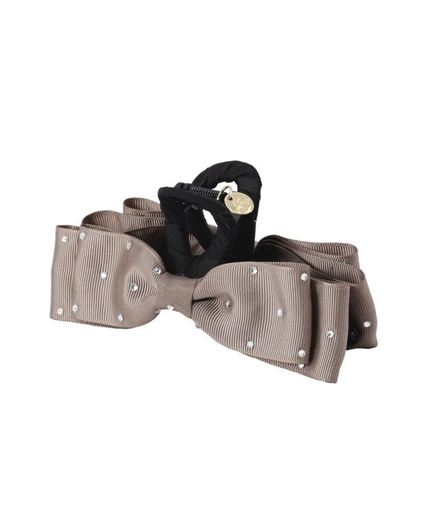 Maison de FLEUR ビジューグログランリボンバンスクリップ Brown