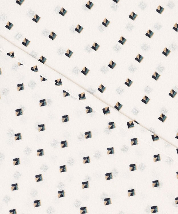 J.PRESS LADIES L 【洗える】ジオメトリックプリント ブラウス ホワイトプリント系