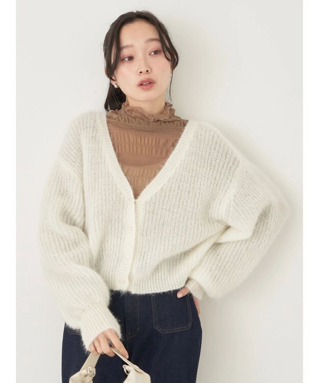 earth music&ecology ジャガードシャーリングシアートップス Mocha