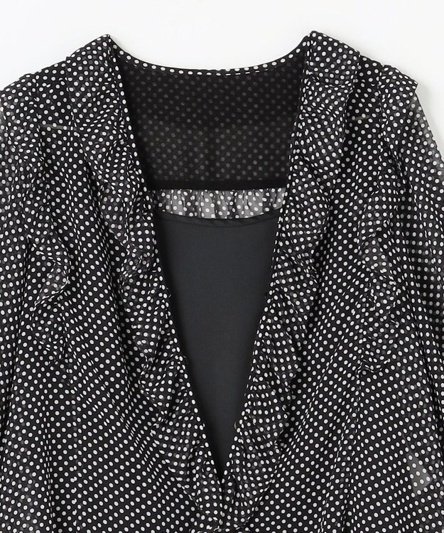 GRACE CONTINENTAL ドットラッフルブラウス ブラック