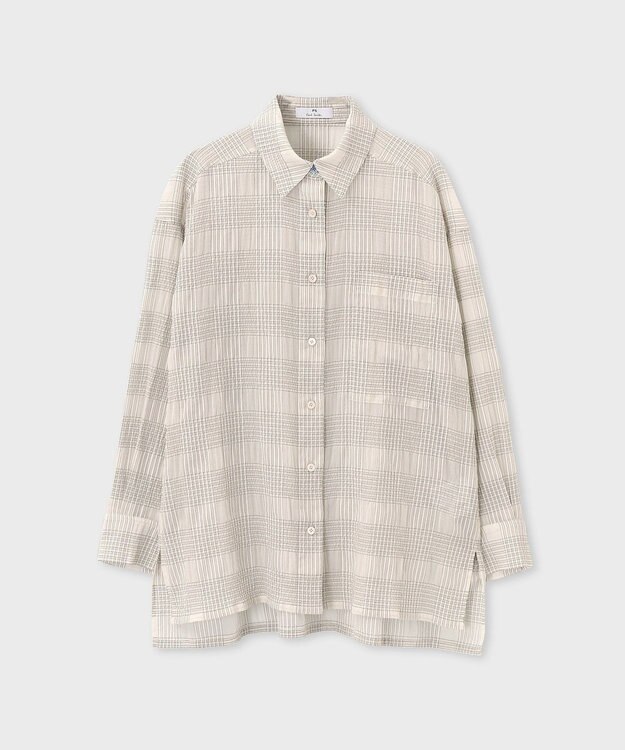 Paul Smith ワッシャーチェック シアー 長袖 シャツ オフホワイト