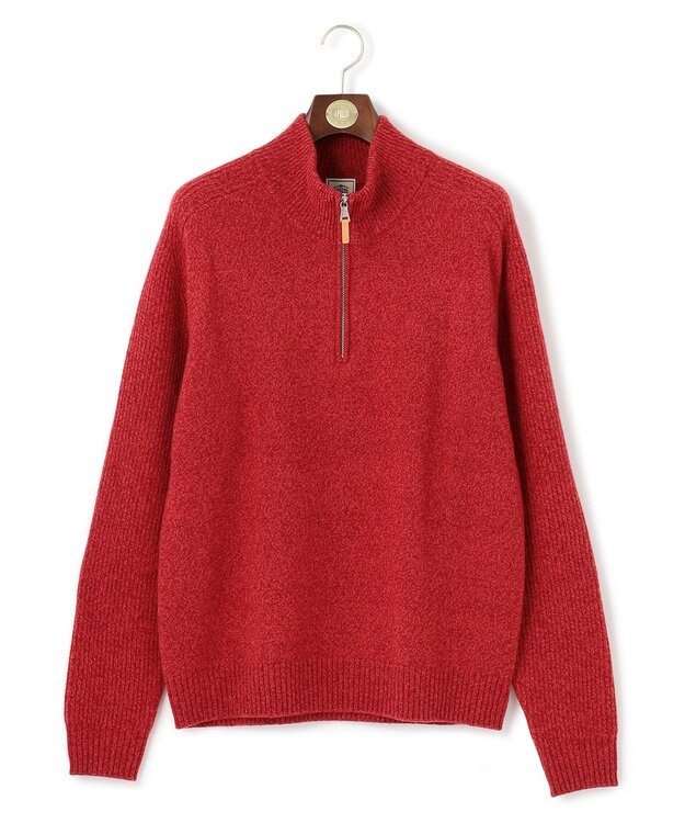 J.PRESS MEN 【KING SIZE】【Cash Lamb’s Wool】ハーフジップニット レッド系