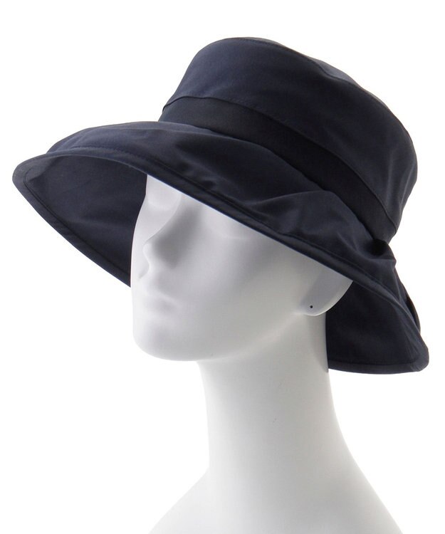 MOONBAT 【遮光100％/遮熱/UV】HIROKO KOSHINO(ヒロコ コシノ)遮光シアー カサブランカ 帽子 ゆったりMサイズ 手洗い可能/サイズ調整可能/日本製 ネイビーブルー