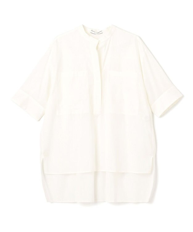 BEIGE， 【洗える・Oggi 10月号掲載】BAC / コットンビックポケットスタンドカラーシャツ White