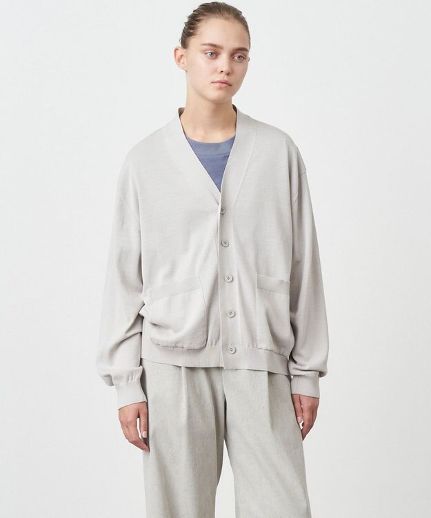 ATON FRESCA KNIT |  オーバーサイズカーディガン - UNISEX GRAY