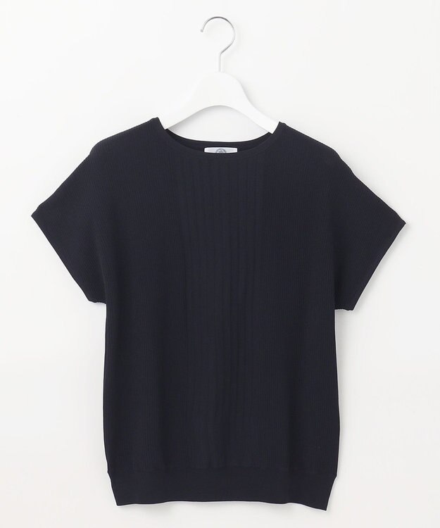 J.PRESS LADIES L 【洗える】レーヨンエリートストレッチ フレンチスリーブ ニット ネイビー系