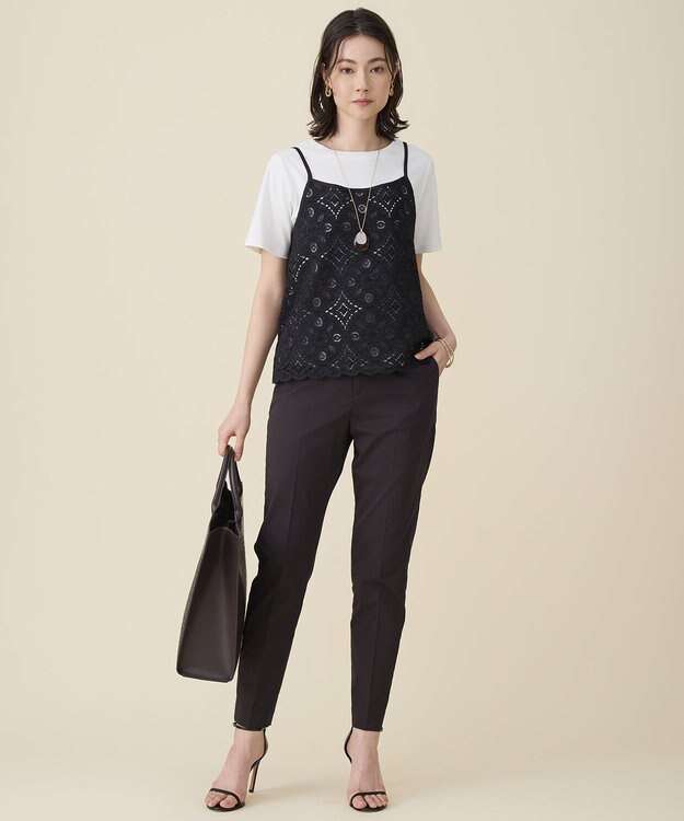 自由区 レースコンビ Tシャツ オフ×ブラック