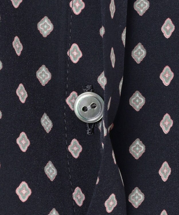 23区 【洗える】ジオメトリックパターン ボウタイ ブラウス ネイビー系