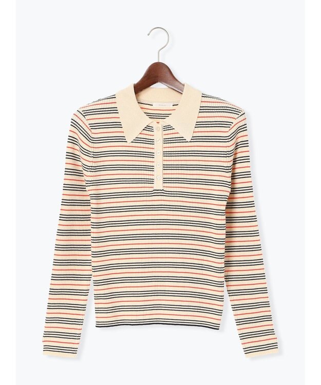 Te chichi パネルパターンアソートリブポロニット ベージュ