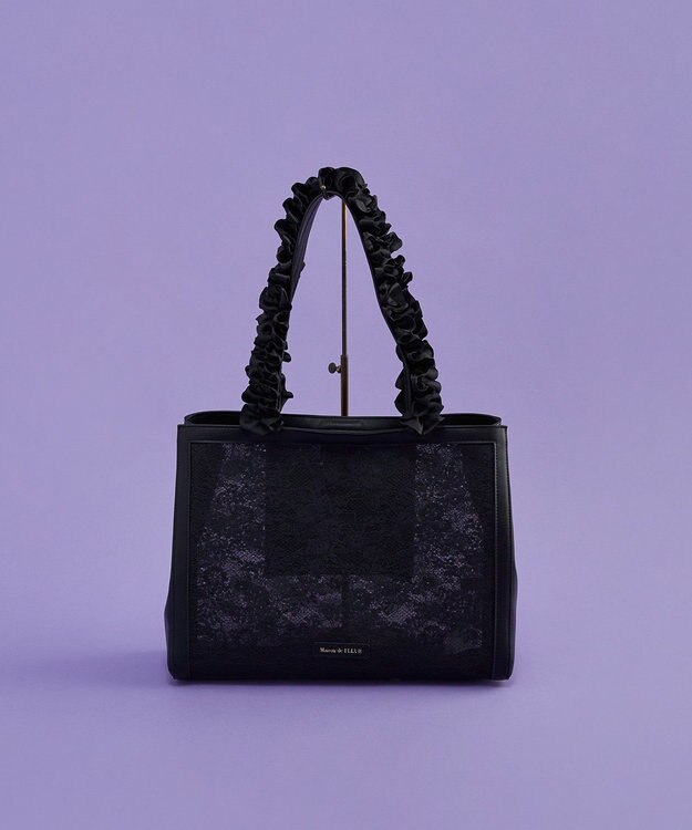 Maison de FLEUR メッシュレーススクエアトートバッグ Black