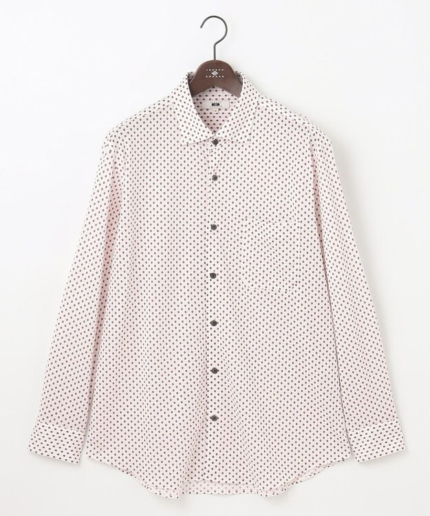 JOSEPH ABBOUD 【キングサイズ・綿100％・ストレッチ・イージーケア】コンフォートジャージー プリント シャツ ワイン系5