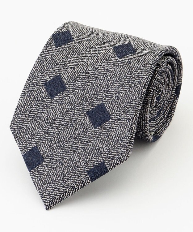 JOSEPH ABBOUD 【日本縫製】シャンブレーヘリンボーンスクエアジャガード ネクタイ グレー系7