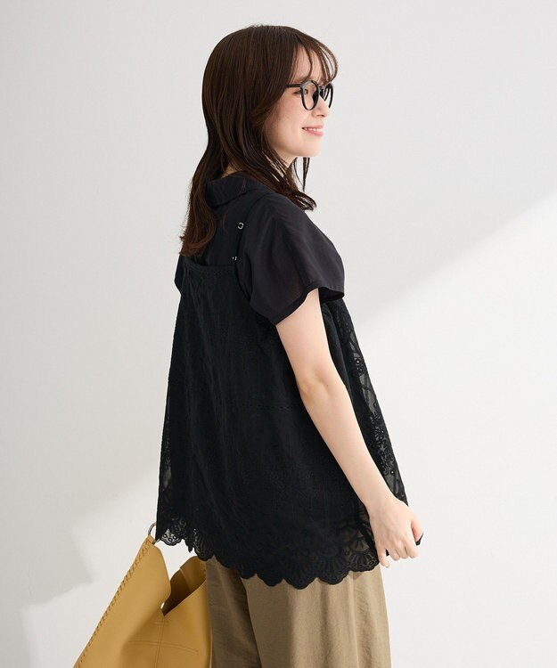 Green Parks ＳＥＴ２点刺しゅうキャミ＋シャツ Black