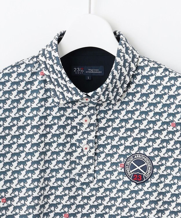 23区GOLF 【WOMEN】【吸水速乾/UVカット】ハンタードッグ柄シャツ ホワイト系5