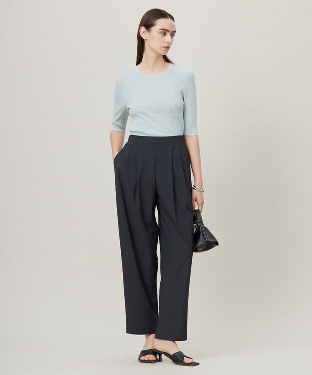 ICB L 【洗える】ハイゲージリブベーシック プルオーバーニット アッシュブルー系