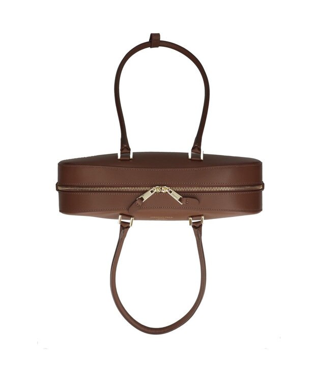 INTER-CHAUSSURES 【CHRISTIAN VILLA】レザーワイドミディアムショルダーバッグ ブラウン