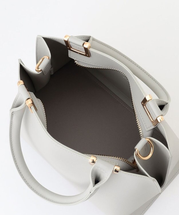 ANY 【2WAY】メタルハンドルバッグ ライトグレー