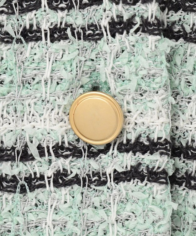 自由区 【洗える】カラーミックスツイードニット カーディガン フロスティグリーン系