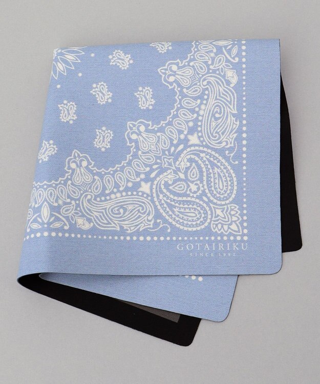 GOTAIRIKU BOX入りでギフトに最適【高機能吸水 / 抗菌防臭加工/シワになりにくい】バンダナハンカチ サックスブルー×ペイズリー